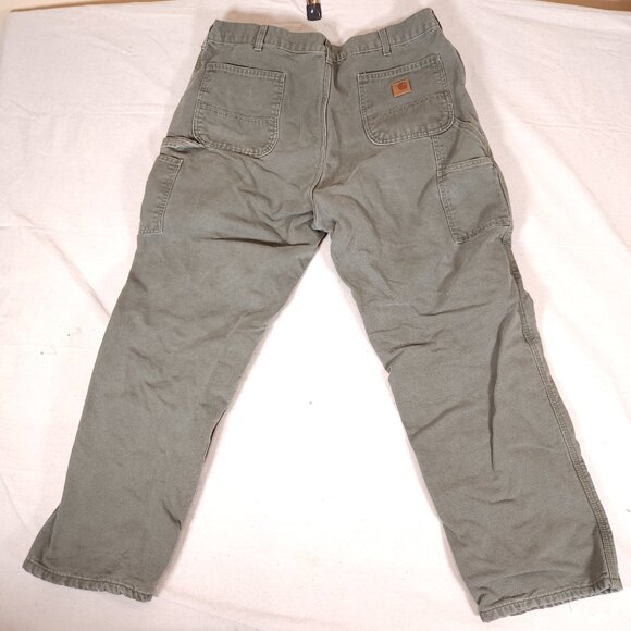 Carhartt Original Fit Flannel Lined Carpenter Pants Mens 42x32 Utility ~36x29.5 - Picture 2 of 16